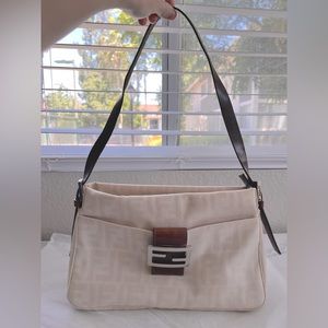 Vintage Fendi Zucca White Shoulder Bag